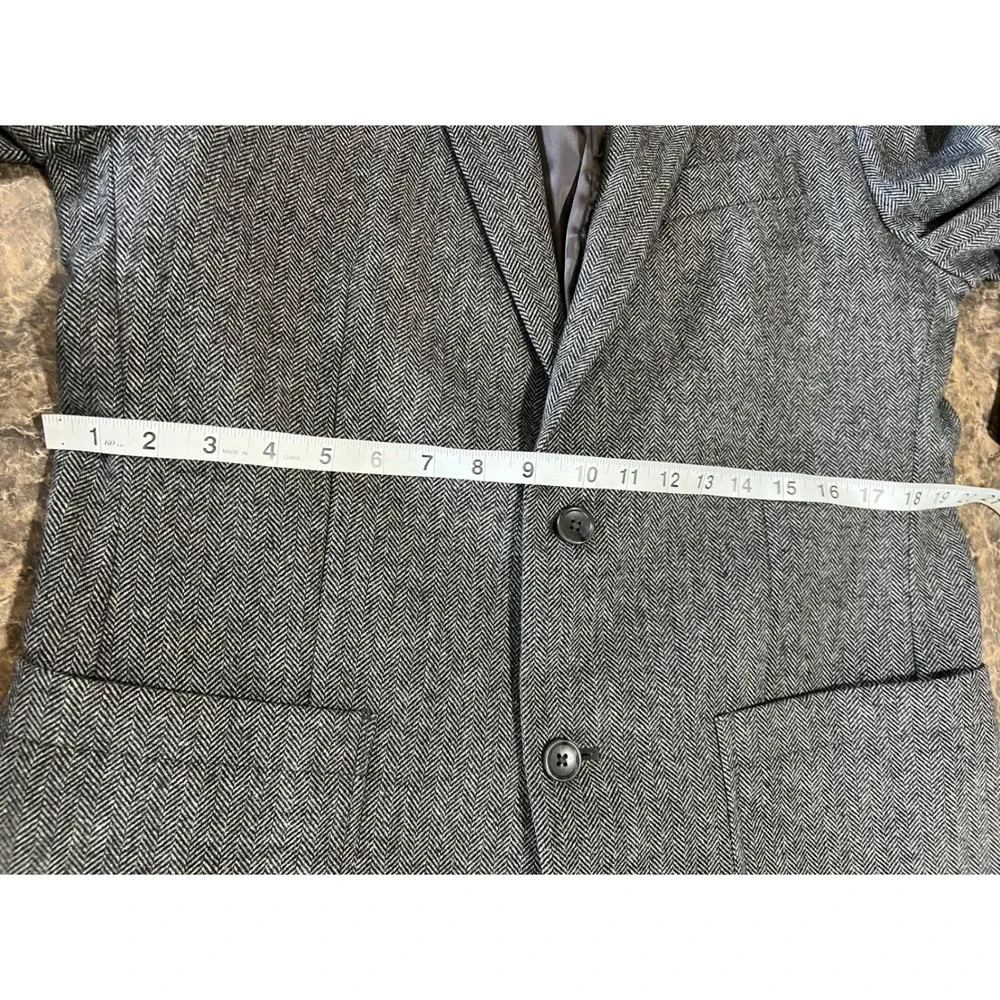 Banana Republic Mens 40R Grey Herringbone Wool Blend Academia Fit Blazer Jacket